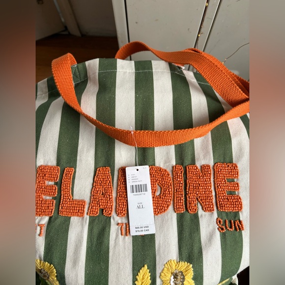 Printed Beaded Canvas Tote Bag (See photos/Description) - Picture 10 of 16